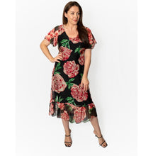 Load image into Gallery viewer, Floris Silk Rose Print Midi Dress
