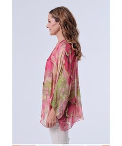 Marbla Marble Printed Silk Buttoned Shirt with cami